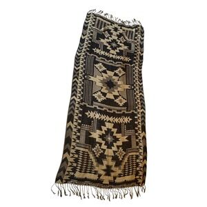 Southwest Tribal Pashmina Scarf Oversized Viscose Aztec Boho Shawl Fringe Wrap